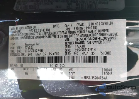 2017 Ford Focus Titanium из США, поврежденный, VIN 1FADP3N25HL309892